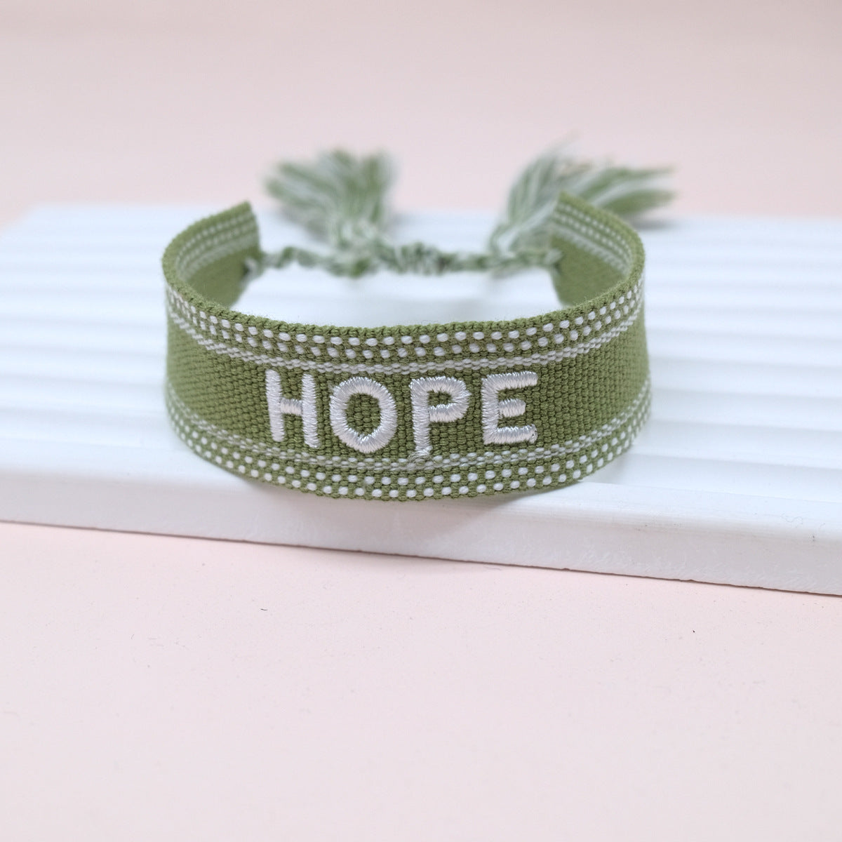 Wholesale Cord Embroidered Letter Woven Tassel Bracelet